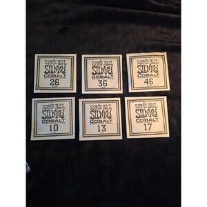 Set of 6 Ernie Ball Slinky Cobalt Electric Guitar Strings Steel Plain String